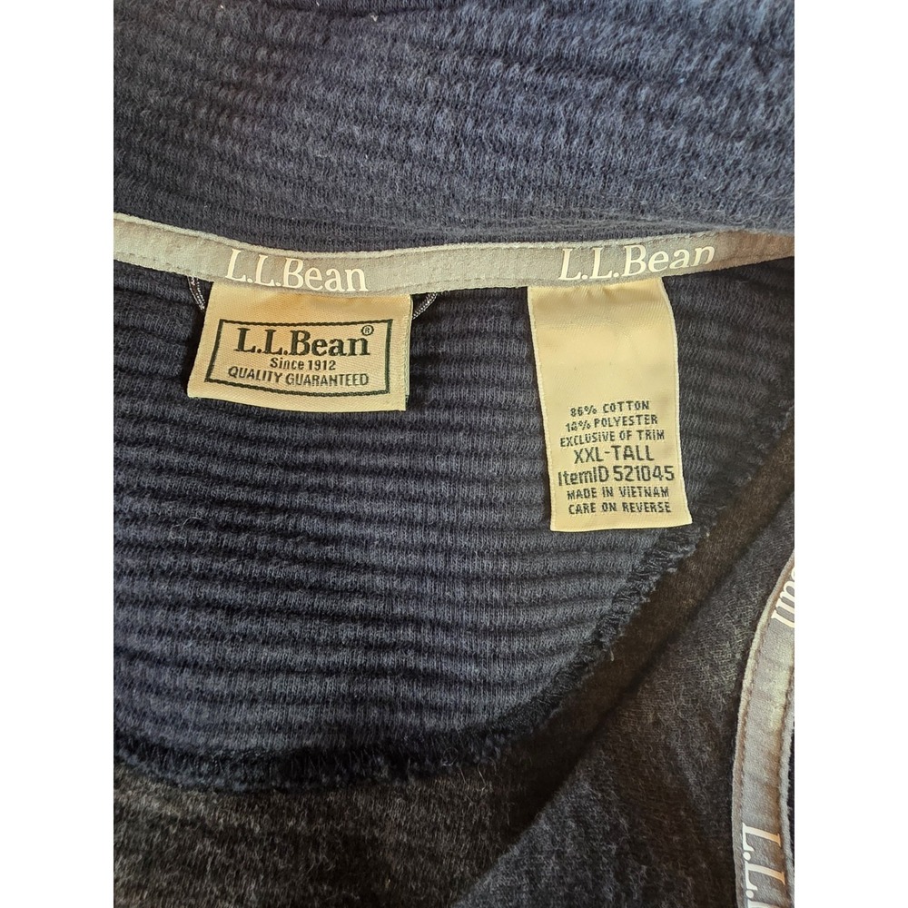 LL Bean Mens XXL Tall GrayLakewashed Double Knit Quarter Zip Pullover (521045) - Picture 3 of 6